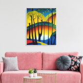 Toile Nuit étoilée dans la forêt psychédélique (Insitu(Salon))
