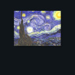 Toile Nuit étoilée par Vincent van Gogh<br><div class="desc">Starry Night by Vincent van Gogh est un post impressionnisme d'art vintage paysage de paysages avec vue sur Saint Rémy, France depuis l'asile de van Gogh. Le ciel nocturne tourbillonne de nuages avec une lune brillante et des étoiles brillantes au-dessus du village pittoresque. Starry Night est probablement le tableau le...</div>