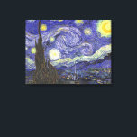 Toile Nuit étoilée par Vincent van Gogh<br><div class="desc">Starry Night by Vincent van Gogh est un post impressionnisme d'art vintage paysage de paysages avec vue sur Saint Rémy, France depuis l'asile de van Gogh. Le ciel nocturne tourbillonne de nuages avec une lune brillante et des étoiles brillantes au-dessus du village pittoresque. Starry Night est probablement le tableau le...</div>
