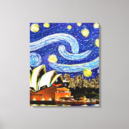 Toile Nuit étoilée Sydney Australie Opéra Dessin (Recto)