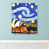 Toile Nuit étoilée Sydney Australie Opéra Dessin (Insitu (Plancher de Bois))