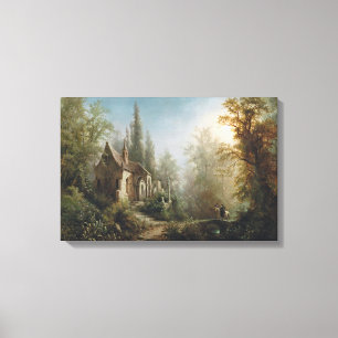 Toile Nuit illuminée au-dessus de la chapelle de campagn