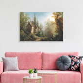 Toile Nuit illuminée au-dessus de la chapelle de campagn (Insitu(Salon))