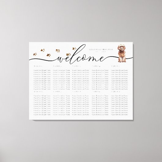Toile numéros de table de bienvenue de chiot Cavapoo mar (Recto)