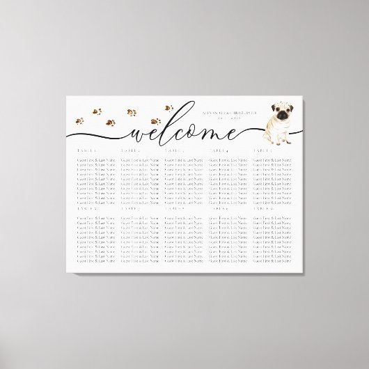 Toile numéros de table de sièges de bienvenue de chiot d (Recto)