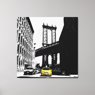 Toile Nyc Brooklyn Bridge Taxi jaune New York City