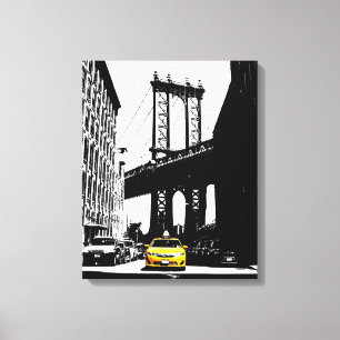 Toile Nyc Brooklyn Bridge Taxi jaune New York City