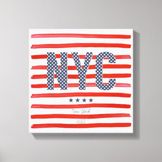 Toile NYC | Design rouge, blanc et bleu (Recto)