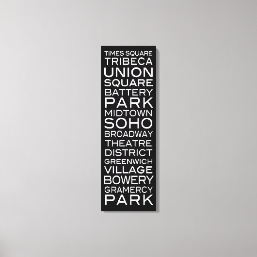 Toile NYC Districts Parcs et quartiers | en noir (Recto)