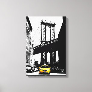 Toile Nyc New York City Taxi jaune Brooklyn Bridge