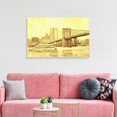 Toile NYC Skyline Brooklyn Bridge Boat Etched Look #1BR (Insitu(Salon))