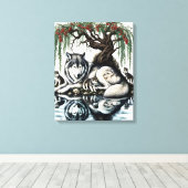 Toile Oasis de la famille des loups sereins dans la natu (Insitu (Plancher de Bois))