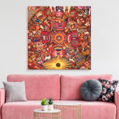 Toile Oaxaca Mexico Mexican Mayan Tribal Art boho Travel (Insitu(Salon))