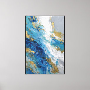 Toile Ocean Alloy : Abstrait Bleu & Or