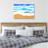 Toile Ocean Art, Vagues en mousse blanche sur une plage  (Insitu(Chambre))