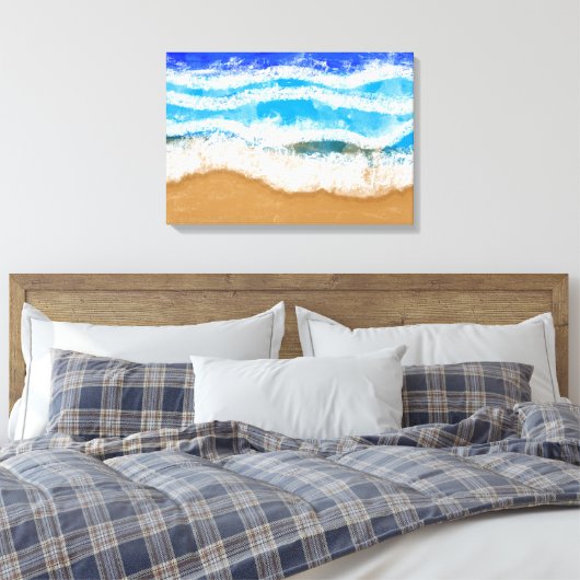 Toile Ocean Art, Vagues en mousse blanche sur une plage (Insitu(Chambre))