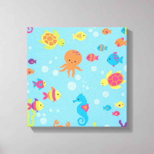 Toile Ocean Dreams Turtle and Fish Canvas Print (Recto)
