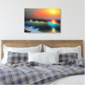Toile Océan éthéré et coucher du soleil Art IA (Insitu(Chambre))