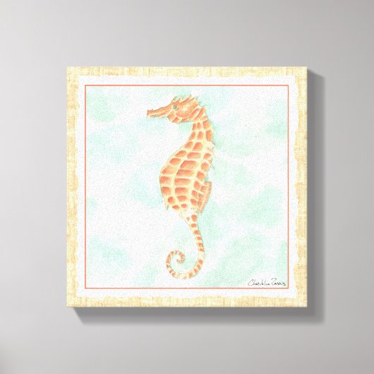 Toile Ocean Orange Seahorse (Recto)