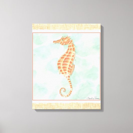 Toile Ocean Orange Seahorse (Recto)