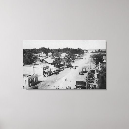 Toile Ocean Park, WA - Vue sur la plage, Vieilles voitur (Recto)