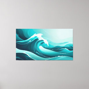 Toile Ocean Pulse - Stylisé Wave Art dans les tons bleus