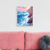 Toile Ocean’s Breath | Rocky Sea Sunset Coast Watercolor (Insitu(Salon))