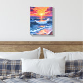 Toile Ocean Sunset Beach Waves Watercolor (Insitu(Chambre))