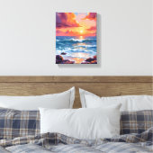 Toile Ocean Sunset Pastel Watercolor Beach Painting (Insitu(Chambre))
