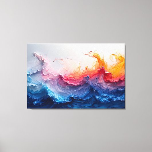 Toile Ocean Wave Fluid Art Sunset Glow Abstract (Recto)