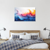 Toile Ocean Wave Fluid Art Sunset Glow Abstract (Insitu(Chambre))