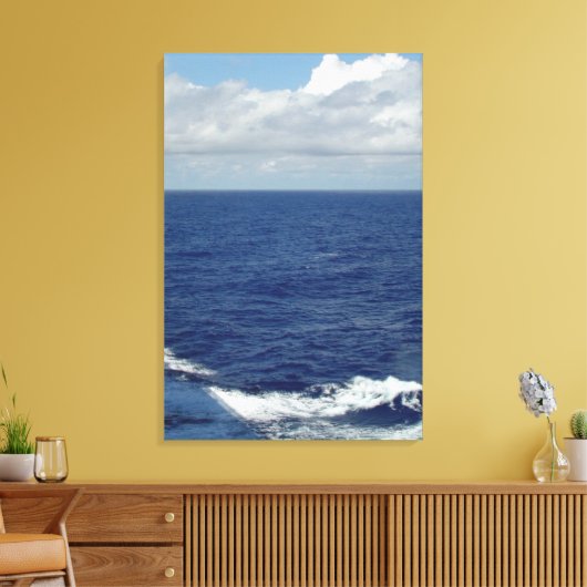 Toile Ocean Waves Fluffy White Clouds Blue Sky Canvas (Insitu(Salon))