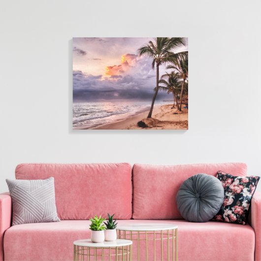 Toile Ocean Waves Sandy Beach Sunset (Insitu(Salon))