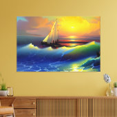 Toile Ocean Waves, voilier et Sunset Reflet (Insitu(Salon))