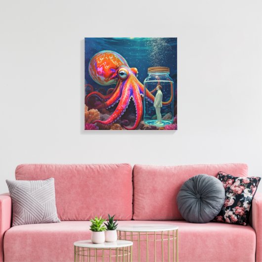 Toile "Ocean's Silent Captive" - Portrait de pieuvre (Insitu(Salon))