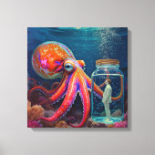 Toile "Ocean's Silent Captive" - Portrait de pieuvre (Recto)