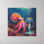 Toile "Ocean's Silent Captive" - Portrait de pieuvre (Recto)