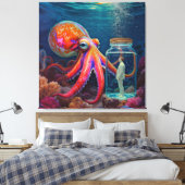Toile "Ocean's Silent Captive" - Portrait de pieuvre (Insitu(Chambre))