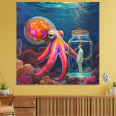 Toile "Ocean's Silent Captive" - Portrait de pieuvre (Insitu(Salon))