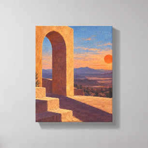 Toile Ochre Desert Arch au coucher de soleil Persimmon