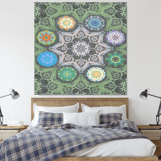 Toile Octo plus brillant arabesque vert pierre mauresque (Insitu(Chambre))