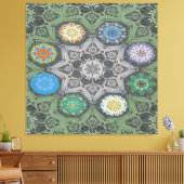 Toile Octo plus brillant arabesque vert pierre mauresque (Insitu(Salon))