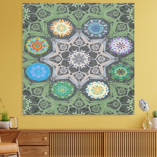 Toile Octo plus brillant arabesque vert pierre mauresque (Insitu(Salon))