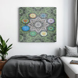 Toile Octo plus brillant arabesque vert pierre mauresque<br><div class="desc">Avec un style mandala marocain symbolisant un éveil sans fin. Cet art, dont la texture riche provient du grain et du gravier grossier, capte l'essence de la résilience et de la passion. Conçues sur papier d'archives avec encres pigmentées, nos toiles résistantes à la fondue possèdent des imprimés Giclee de qualité...</div>