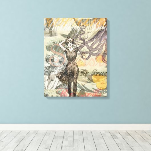 Toile Octopus Beach Antique Côte Steampunk (Insitu (Plancher de Bois))