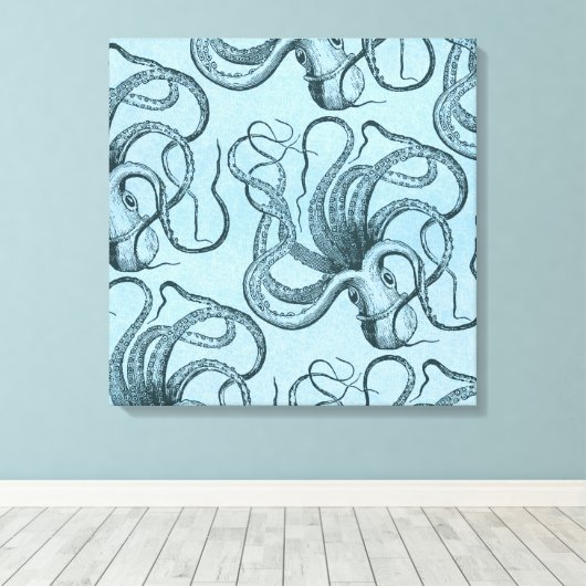 Toile Octopus bleu (Insitu (Plancher de Bois))
