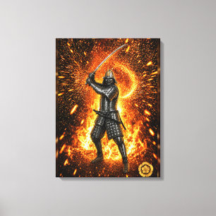 Toile Oda Nobunaga Armure de Samouraï en Flammes 18x24