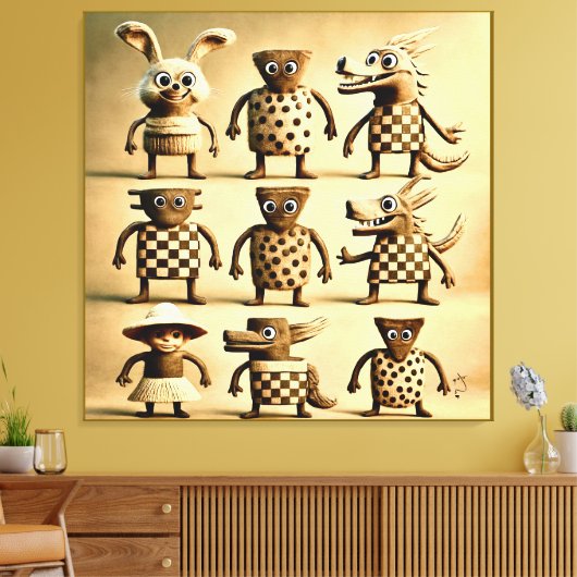 Toile Odd Friends - Checker & Dots Creator Family Poste (Insitu(Salon))