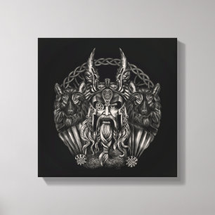 Toile Odin et ses loups Geri et Freki