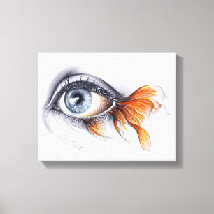 Toile Œil avec queue de poisson Dessin d'art surréaliste